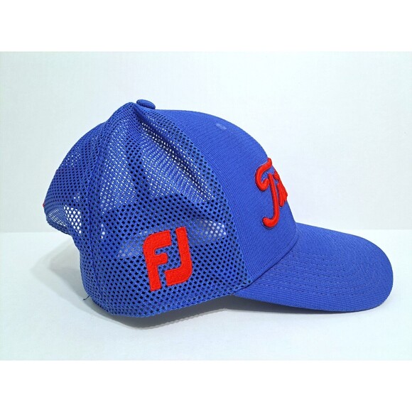 Titleist FJ Foot Joy Pro V1 Snap Mesh Back Golf Hat Navy Blue Red Cap Trucker - Picture 4 of 6